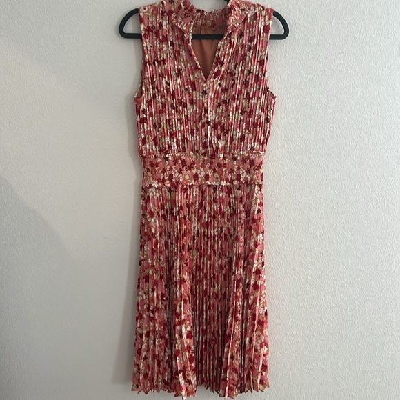 Nanette Lepore Pleat Floral Smocked Midi Dress Size 12 - Picture 9 of 11